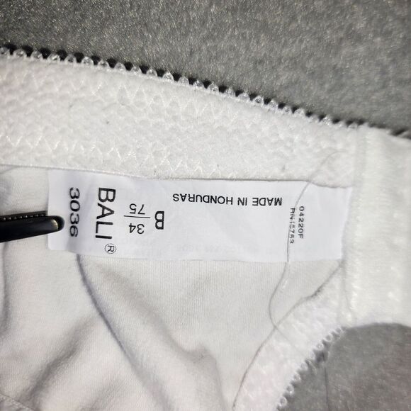 Bali 34B White Bra Double Support Wireless Cotton Stretch‎ 3036 - Picture 3 of 4